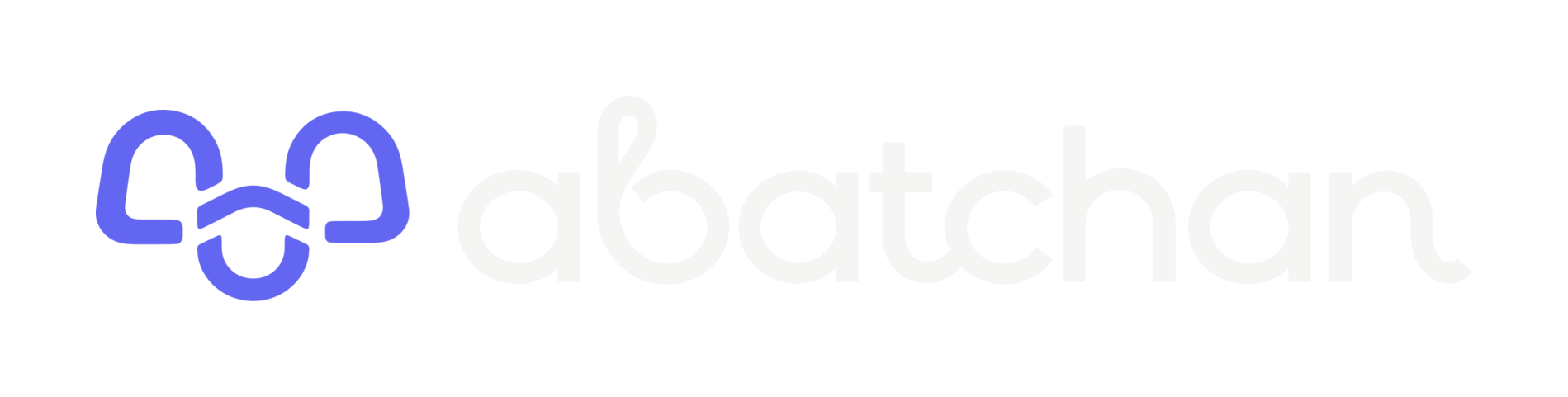 abatchan expressive curly wordmark lockup with indigo symbol