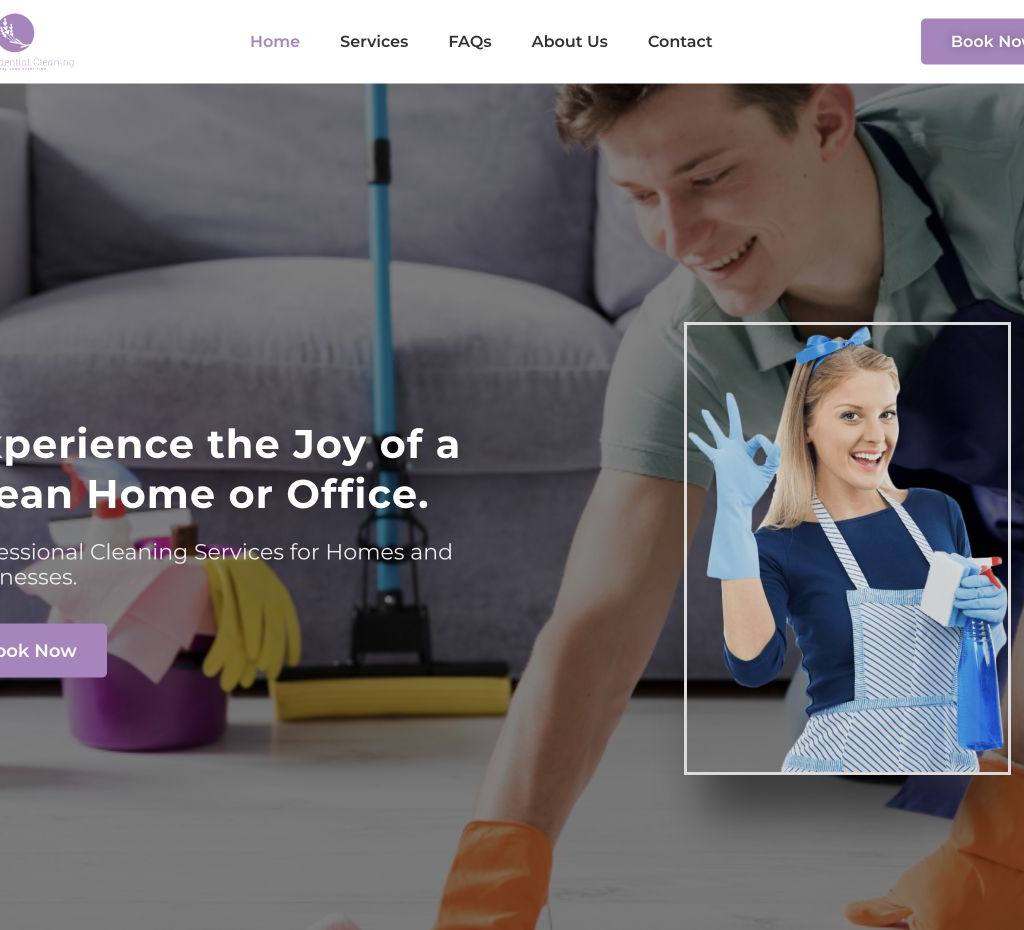 Bliss Residential Cleaning homepage with Book Now call to action