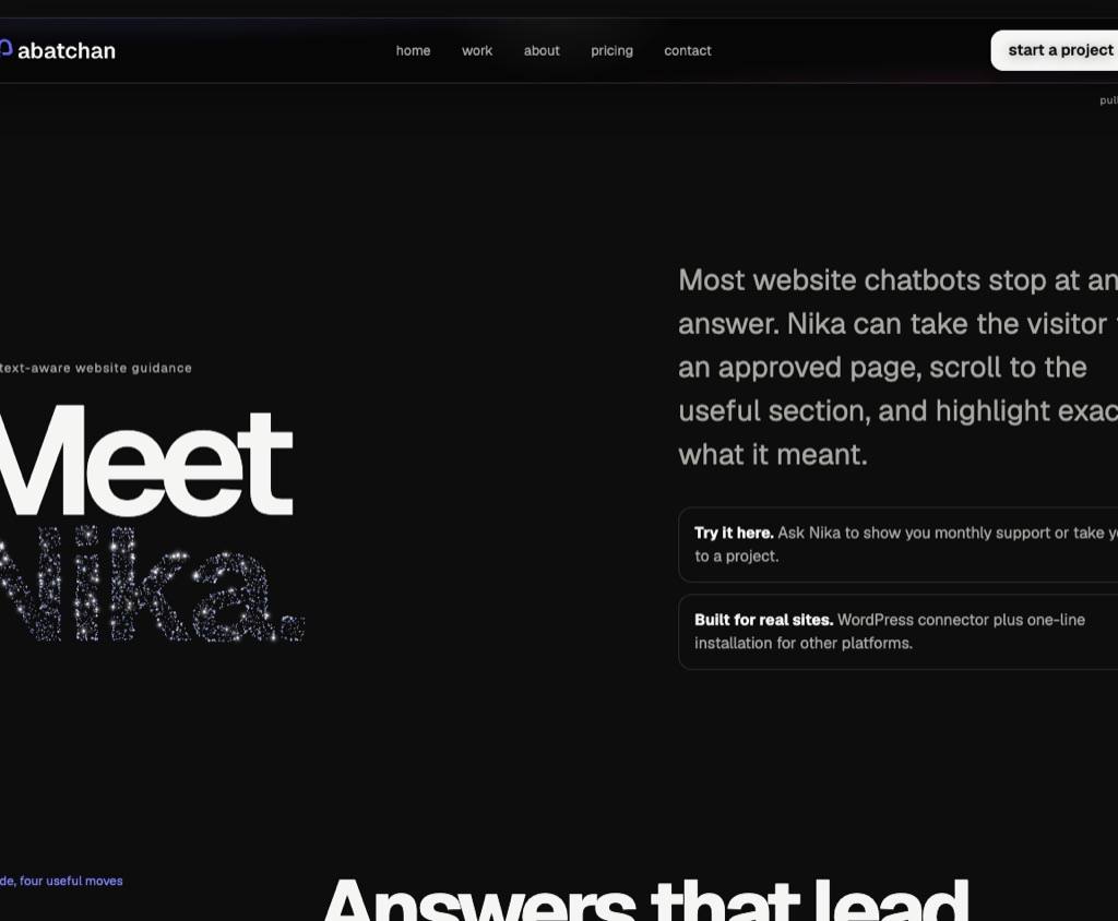 Nika particle identity on the Abatchan product page